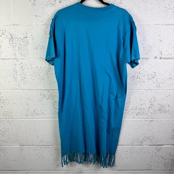 Vintage 80s Sunbelt Sportswear Fringe Southwest T-Shirt Dress Western Bedazzled - Picture 3 of 8